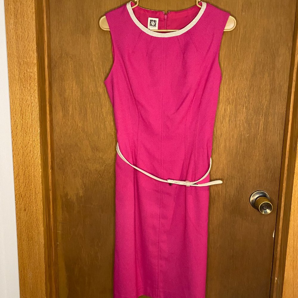 Anne Klein Never-Worn Pink, Lined & Belted Sheath Dress - Size 8